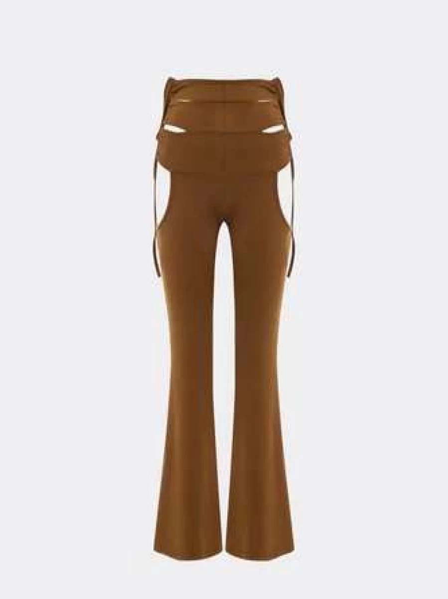 Kollyy Brown High-Waisted Bottom Pants for Women - Comfortable and Stylish Casual Trousers