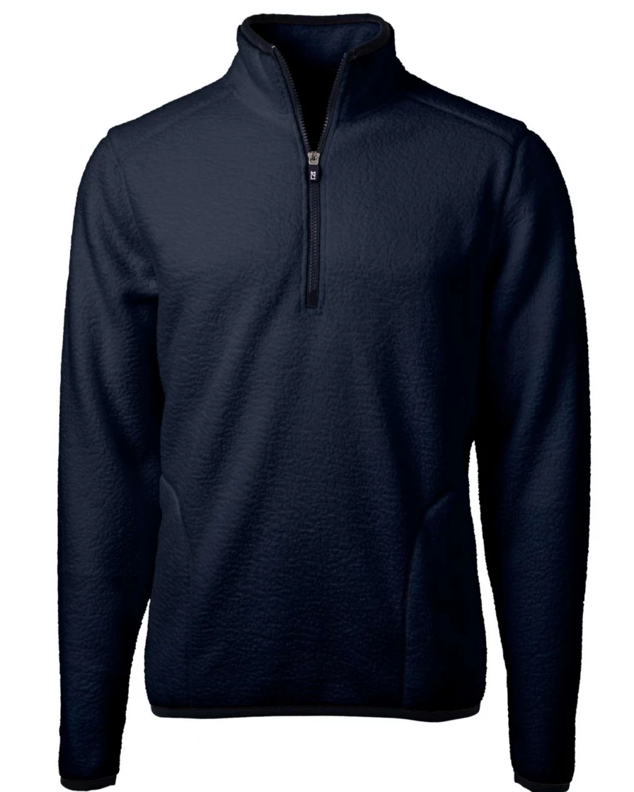 Men's Big & Tall Eco-Friendly Sherpa Fleece Quarter Zip Jacket by Cutter & Buck - Cascade Collection