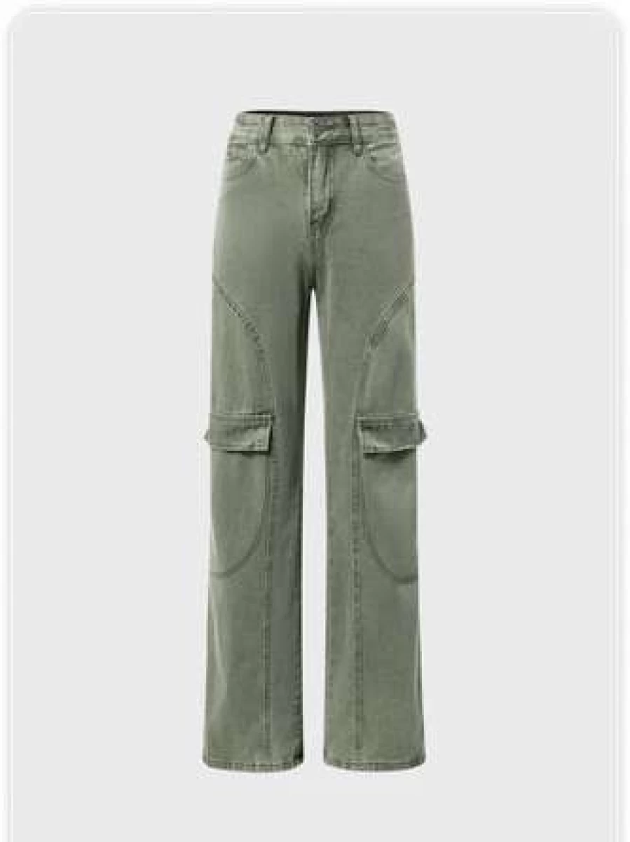 "Kollyy Green Streetwear Pockets Pants for Men and Women"